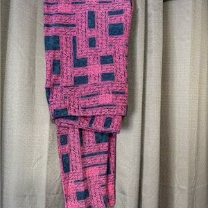 LuLaRoe TC Pink and Blue Grid Print Leggings